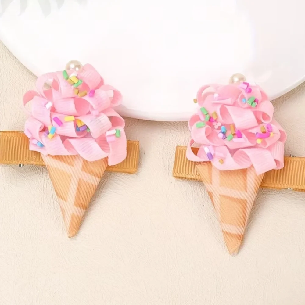 🆕 Pink Ice Cream Hair Clips - Summer